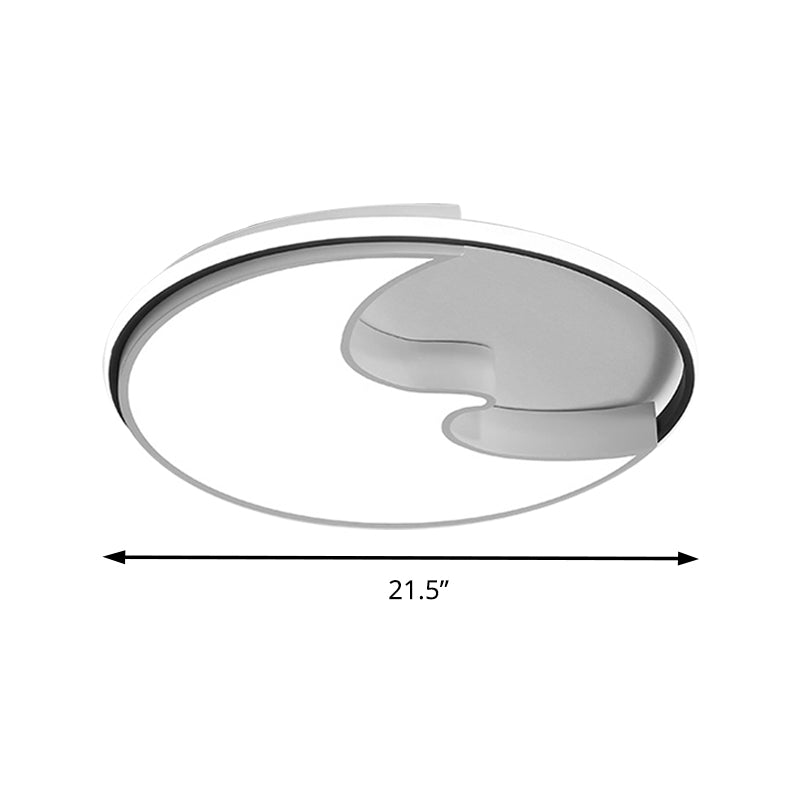 Circle Study Room Flush Ceiling Light with Crescent Acrylic Simple Style Ceiling Lamp in White Clearhalo 'Ceiling Lights' 'Close To Ceiling Lights' 'Close to ceiling' 'Flush mount' Lighting' 195373