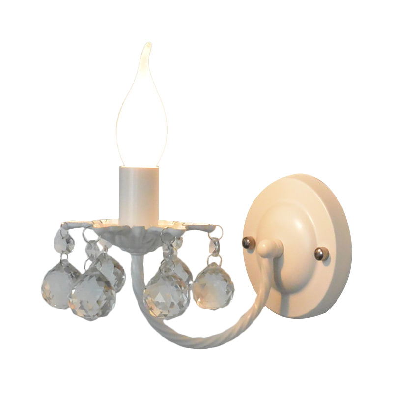 Baby Bedroom Candle Sconce Light with Crystal Ball Metal 1 Bulb Nordic Style Wall Light Clearhalo 'Wall Lamps & Sconces' 'Wall Lights' Lighting' 195419