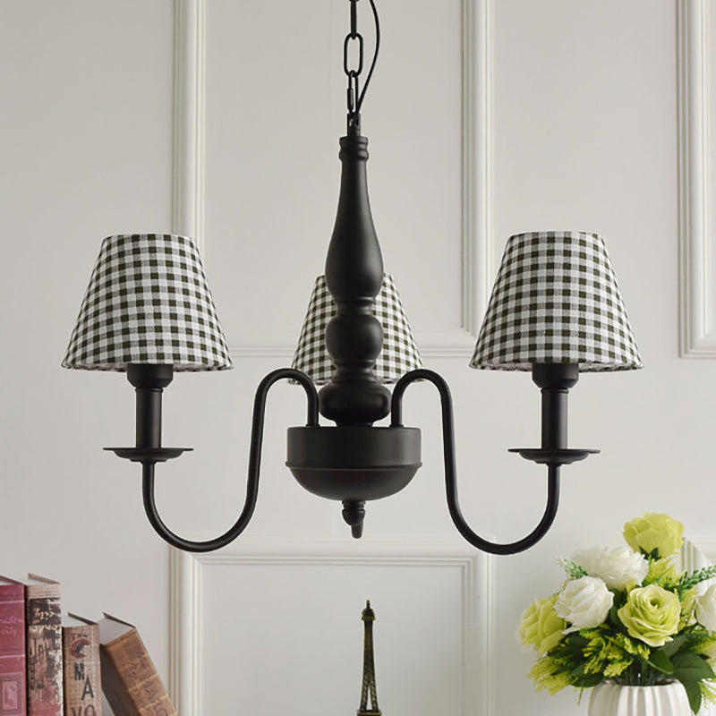 Three Lights Bucket Shade Chandelier Kids Metal Hanging Light for in Black for Kindergarten Clearhalo 'Ceiling Lights' 'Chandeliers' Lighting' options 195439