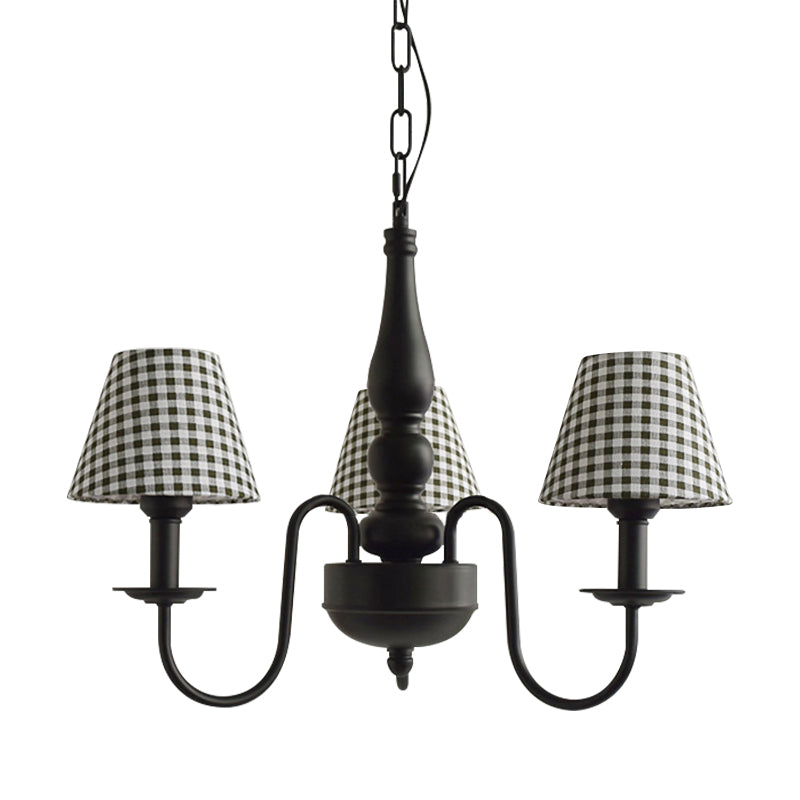 Three Lights Bucket Shade Chandelier Kids Metal Hanging Light for in Black for Kindergarten Clearhalo 'Ceiling Lights' 'Chandeliers' Lighting' options 195441