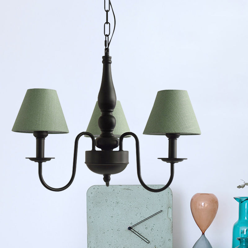 Three Lights Bucket Shade Chandelier Kids Metal Hanging Light for in Black for Kindergarten Clearhalo 'Ceiling Lights' 'Chandeliers' Lighting' options 195449