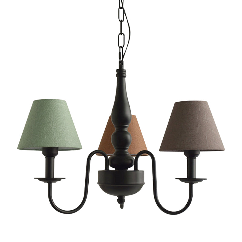 Three Lights Bucket Shade Chandelier Kids Metal Hanging Light for in Black for Kindergarten Clearhalo 'Ceiling Lights' 'Chandeliers' Lighting' options 195453