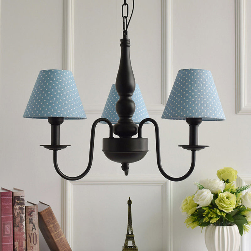 Three Lights Bucket Shade Chandelier Kids Metal Hanging Light for in Black for Kindergarten Blue Clearhalo 'Ceiling Lights' 'Chandeliers' Lighting' options 195455_6cfa1e38-23d2-442b-9e73-62b3a6f4753d