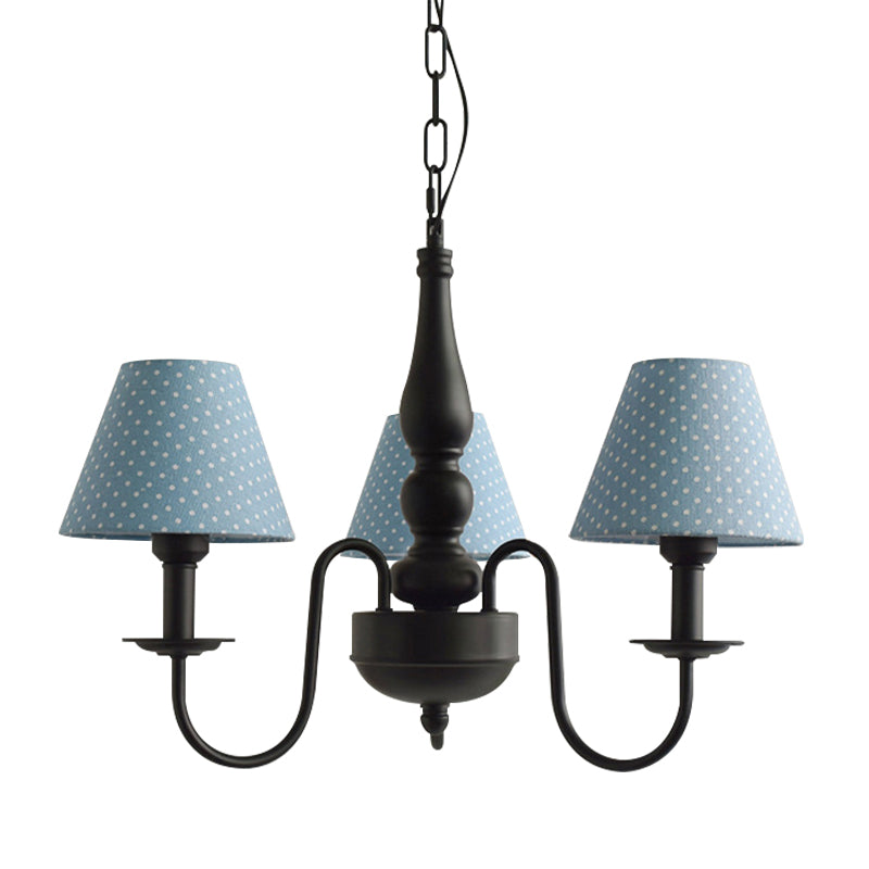 Three Lights Bucket Shade Chandelier Kids Metal Hanging Light for in Black for Kindergarten Clearhalo 'Ceiling Lights' 'Chandeliers' Lighting' options 195457