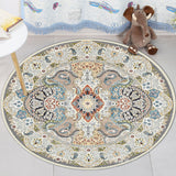 Blue and White Moroccan Rug Polyester Floral Paisley Rug Non-Slip Backing Area Rug Machine Washable for Living Room Blue-White Clearhalo 'Area Rug' 'Moroccan' 'Rugs' Rug' 1955491