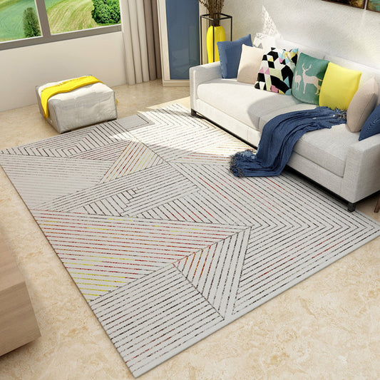 Vintage Striped Geometric Pattern Rug Light Grey Modern Rug Polyester Washable Area Rug for Bedroom Light Gray Clearhalo 'Area Rug' 'Modern' 'Rugs' Rug' 1955607