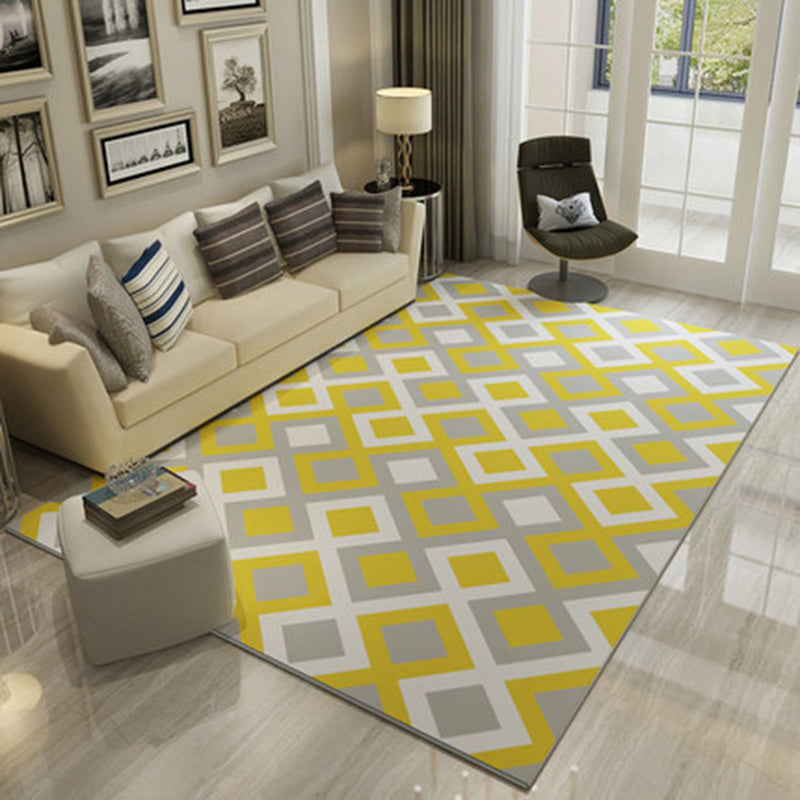 Modern Geometric Rug Yellow and Golden Polyester Rug Washable Area Rug for Living Room Yellow Clearhalo 'Area Rug' 'Modern' 'Rugs' Rug' 1955652