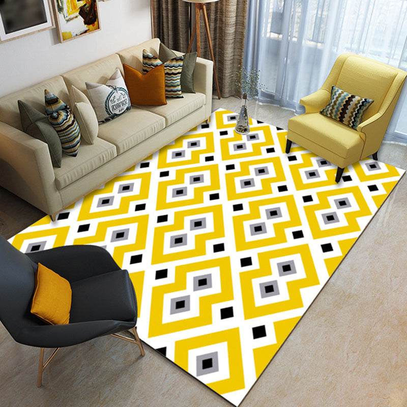 Modern Geometric Rug Yellow and Golden Polyester Rug Washable Area Rug for Living Room Golden Clearhalo 'Area Rug' 'Modern' 'Rugs' Rug' 1955657