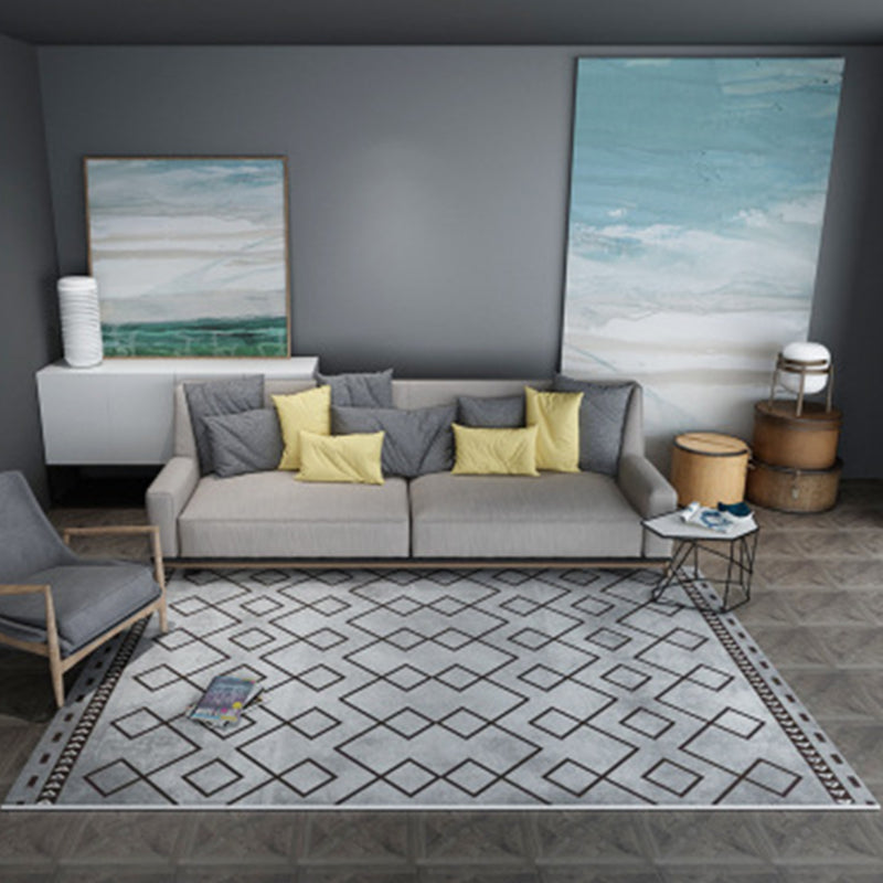 Funky Geometric Pattern Rug Grey Contemporary Rug Polyester Washable Area Rug for Bedroom Grey Clearhalo 'Area Rug' 'Modern' 'Rugs' Rug' 1955664