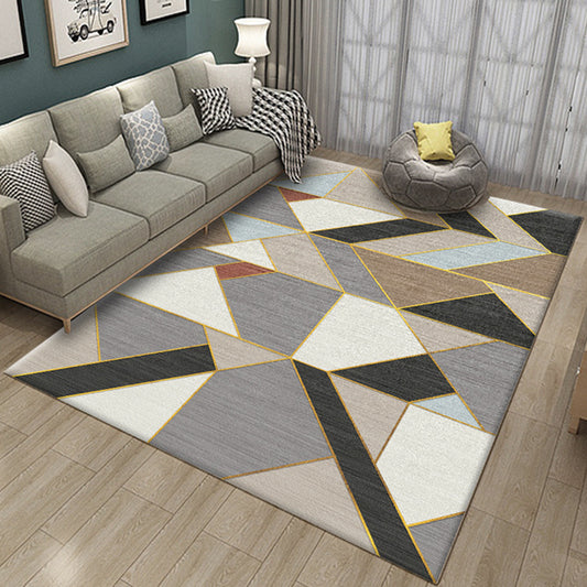 Multicolor Simple Rug Polyester Geometric Colorblock Pattern Rug Washable Rug for Bedroom Silver Gray Clearhalo 'Area Rug' 'Modern' 'Rugs' Rug' 1955679