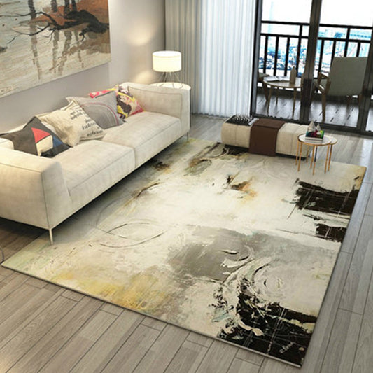 Simple Abstract Rug Grey and Black Polyester Rug Machine Washable Non-Slip Backing Area Rug for Bedroom Grey Clearhalo 'Area Rug' 'Modern' 'Rugs' Rug' 1955846