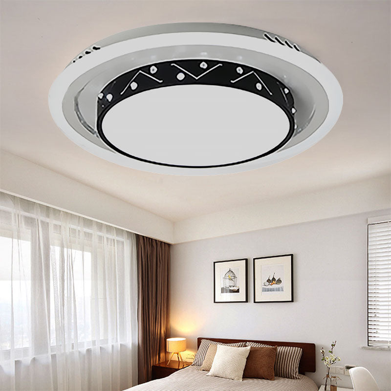 Circle Bedroom Flush Mount Ceiling Light Acrylic Art Deco Ceiling Light Black Clearhalo 'Ceiling Lights' 'Close To Ceiling Lights' 'Close to ceiling' 'Flush mount' Lighting' 195585