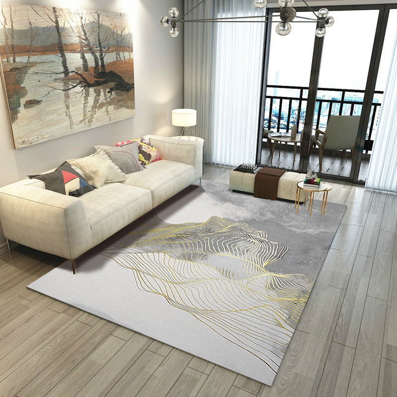 Simple Abstract Striped Pattern Rug Golden and Grey Polyester Rug Non-Slip Washable Carpet for Bedroom Gold Clearhalo 'Area Rug' 'Modern' 'Rugs' Rug' 1955855