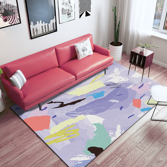 Novelty Abstract Print Rug Purple Multicolor Polyester Rug Washable Non-Slip Backing Carpet for Bedroom Purple Clearhalo 'Area Rug' 'Modern' 'Rugs' Rug' 1955888