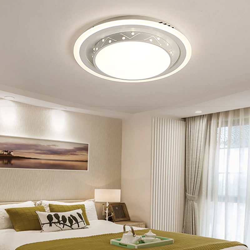 Circle Bedroom Flush Mount Ceiling Light Acrylic Art Deco Ceiling Light White Clearhalo 'Ceiling Lights' 'Close To Ceiling Lights' 'Close to ceiling' 'Flush mount' Lighting' 195590