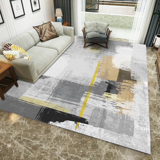 Aesthetic Brushstroke Print Rug Grey Modern Rug Polyester Machine Washable Non-Slip Backing Area Rug for Bedroom Grey Clearhalo 'Area Rug' 'Modern' 'Rugs' Rug' 1955921