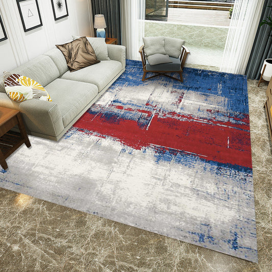 Blue and Red Casual Rug Polyester Abstract Rug Washable Non-Slip Backing Area Rug for Living Room Blue Clearhalo 'Area Rug' 'Modern' 'Rugs' Rug' 1955926