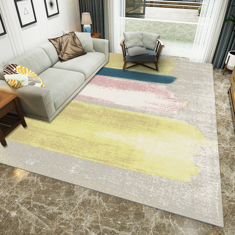 Novelty Abstract Rug Yellow and Grey Polyester Rug Machine Washable Non-Slip Backing Area Rug for Living Room Yellow Clearhalo 'Area Rug' 'Modern' 'Rugs' Rug' 1955937