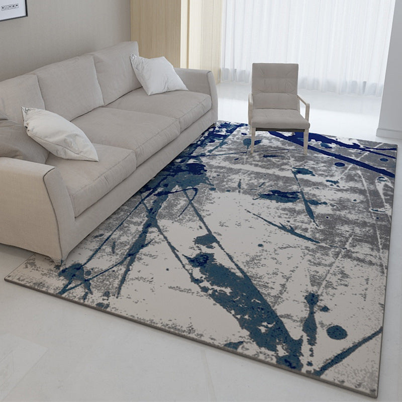 Industrial Abstract Rug Grey and Blue Polyester Rug Machine Washable Anti-Slip Area Rug for Bedroom Grey Clearhalo 'Area Rug' 'Modern' 'Rugs' Rug' 1955991