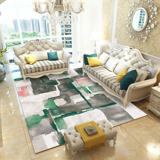 Green and Grey Novelty Rug Polyester Watercolor Pattern Rug Washable Non-Slip Backing Carpet for Living Room Green Clearhalo 'Area Rug' 'Modern' 'Rugs' Rug' 1956003