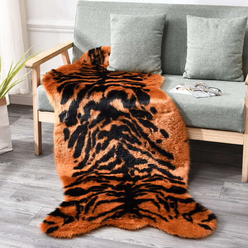 Simple Tiger Skin Pattern Rug White and Brown Nordic Rug Shag Washable Anti-Slip Backing Area Rug for Living Room Brown 2'6" x 4'7" Clearhalo 'Area Rug' 'Casual' 'Rugs' Rug' 1956017
