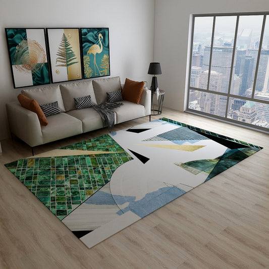 Washable Modernist Style Rug with Colorful Block Pattern Polyester Area Rug for Living Room Green Clearhalo 'Area Rug' 'Modern' 'Rugs' Rug' 1956053