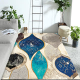 Blue Polyester Area Rug Machine Washable Modern Style Living Room Rugs with Abstract Pattern Blue A Clearhalo 'Area Rug' 'Modern' 'Rugs' Rug' 1956071