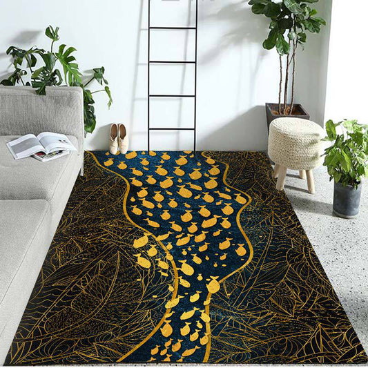 Contemporary Polyester Colorful Area Rug with Fish Group Pattern Washable Area Rug for Living Room Dark Brown Clearhalo 'Area Rug' 'Modern' 'Rugs' Rug' 1956084