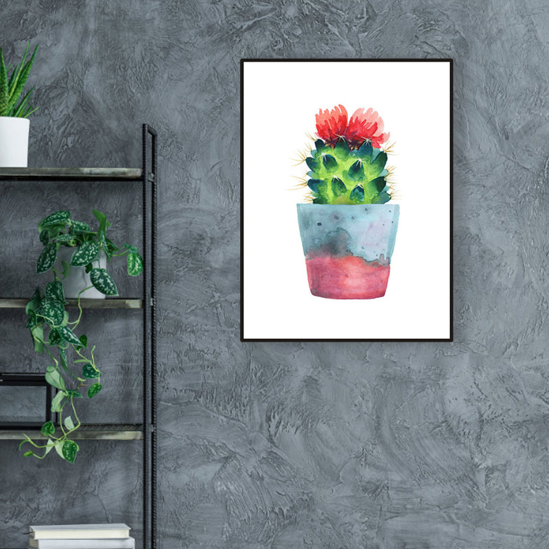 Cactus Bonsai Wall Decor Contemporary Textured Parlor Wrapped Canvas in Soft Color Clearhalo 'Art Gallery' 'Canvas Art' 'Contemporary Art Gallery' 'Modern' Arts' 1956293