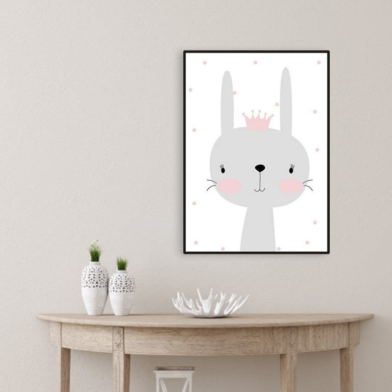 Gray Rabbit Canvas Wild Animal Children's Art Textured Wall Decor for Baby Bedroom Grey Clearhalo 'Art Gallery' 'Canvas Art' 'Kids' Arts' 1956380