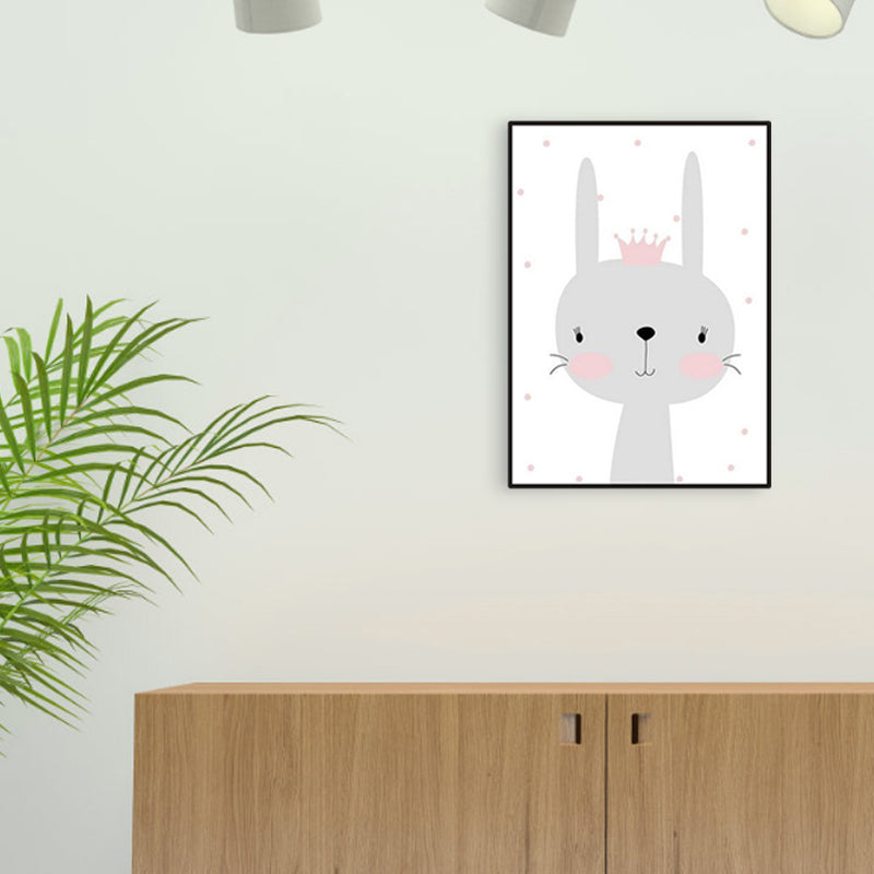 Gray Rabbit Canvas Wild Animal Children's Art Textured Wall Decor for Baby Bedroom Clearhalo 'Art Gallery' 'Canvas Art' 'Kids' Arts' 1956382