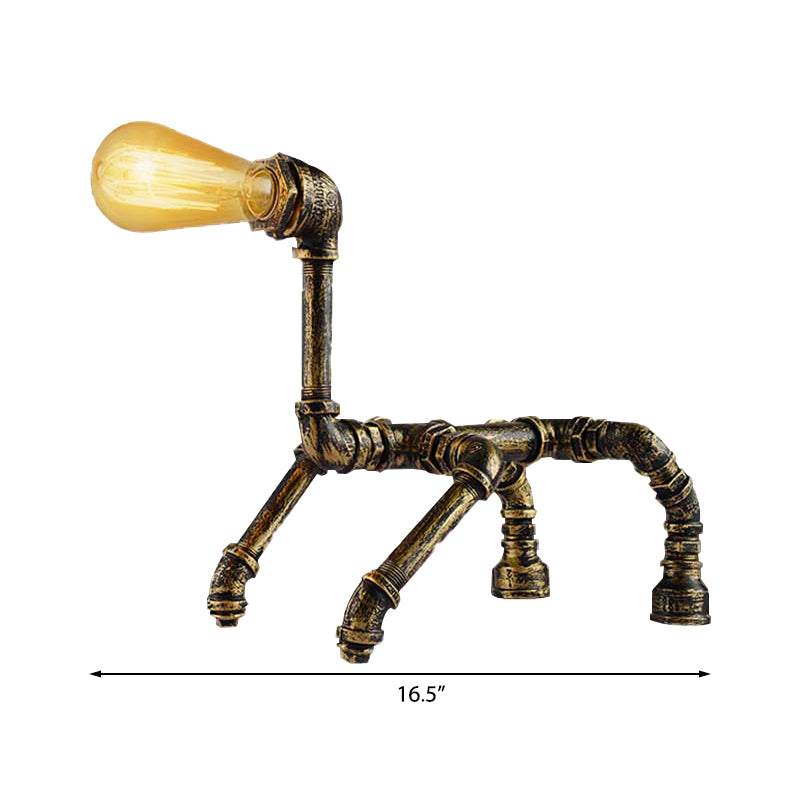 1 Head Table Light Steampunk Robot Wrought Iron Table Lamp with Pipe Design in Brass/Bronze for Children Room Clearhalo 'Lamps' 'Table Lamps' Lighting' 195647