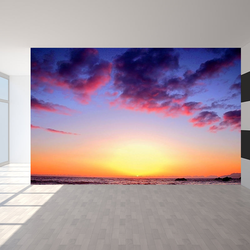 Stunning Sunset Glow Mural Wallpaper Living Room Scenery Wall Decor, Custom-Print Purple Clearhalo 'Wall Decor' 'Wall Mural' 1957091