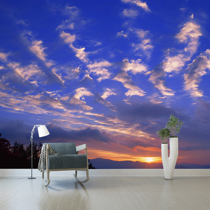 Sunset Clouds Scene Wallpaper Mural Dark Color Contemporary Wall Covering for Hallway Clearhalo 'Wall Decor' 'Wall Mural' 1957132