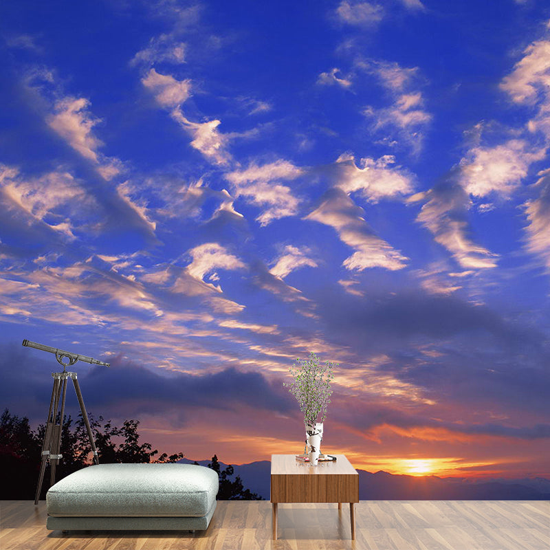 Sunset Clouds Scene Wallpaper Mural Dark Color Contemporary Wall Covering for Hallway Clearhalo 'Wall Decor' 'Wall Mural' 1957133