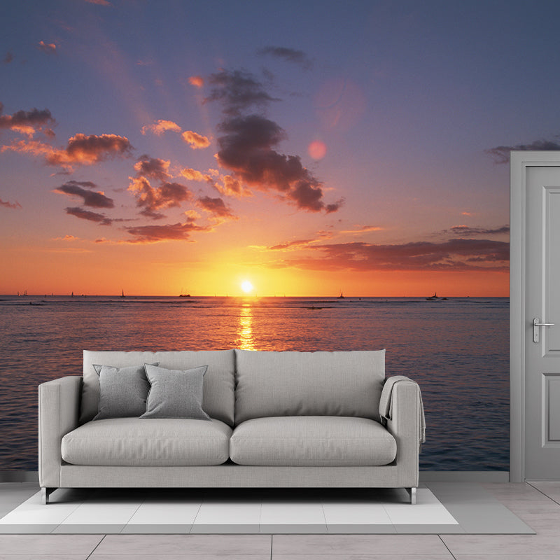 Sunset Clouds Scene Wallpaper Mural Dark Color Contemporary Wall Covering for Hallway Clearhalo 'Wall Decor' 'Wall Mural' 1957147