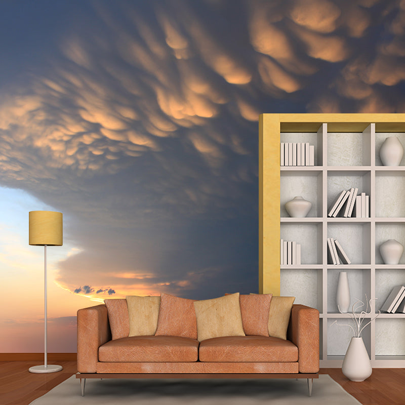 Sunset Clouds Scene Wallpaper Mural Dark Color Contemporary Wall Covering for Hallway Clearhalo 'Wall Decor' 'Wall Mural' 1957153