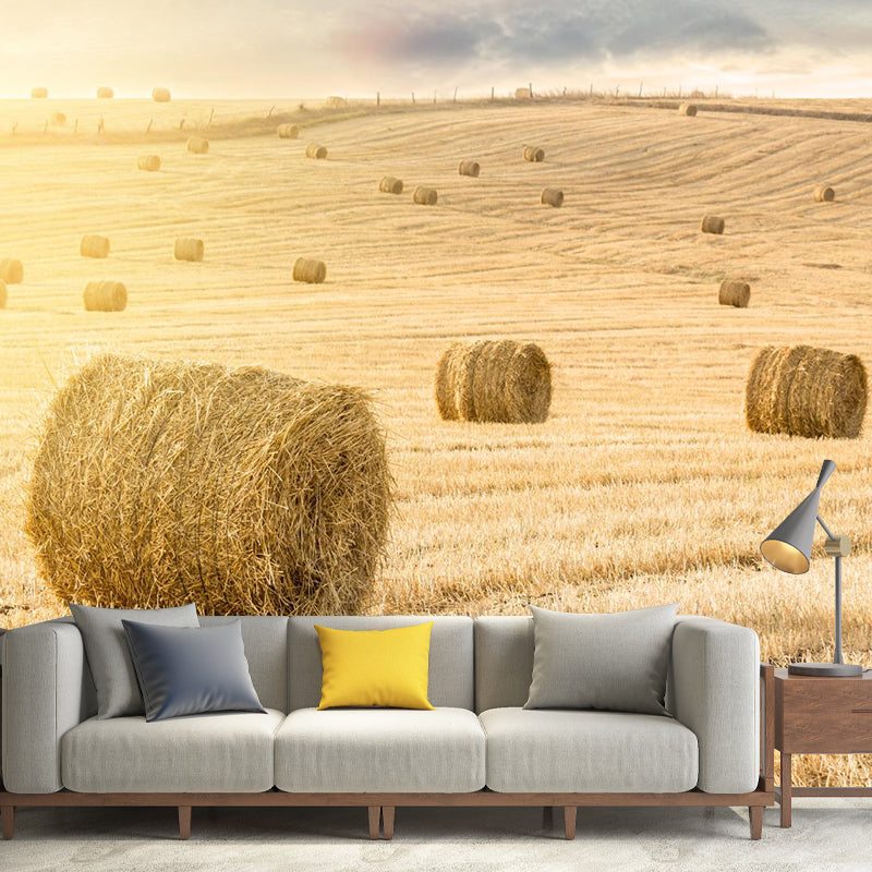 Vast Cornfield Wall Mural Contemporary Decorative Kitchen Wall Art, Custom Size Available Light Brown Clearhalo 'Wall Decor' 'Wall Mural' 1957471