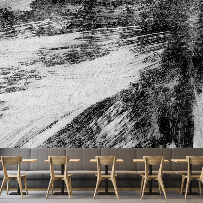 Black Brush Stroke Graphic Mural Wallpaper Contemporary Non-Woven Wall Covering, Custom Printed Black Design 2 Clearhalo 'Wall Decor' 'Wall Mural' 1957587