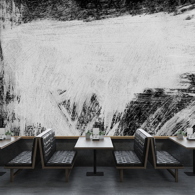 Black Brush Stroke Graphic Mural Wallpaper Contemporary Non-Woven Wall Covering, Custom Printed Black Design 3 Clearhalo 'Wall Decor' 'Wall Mural' 1957592