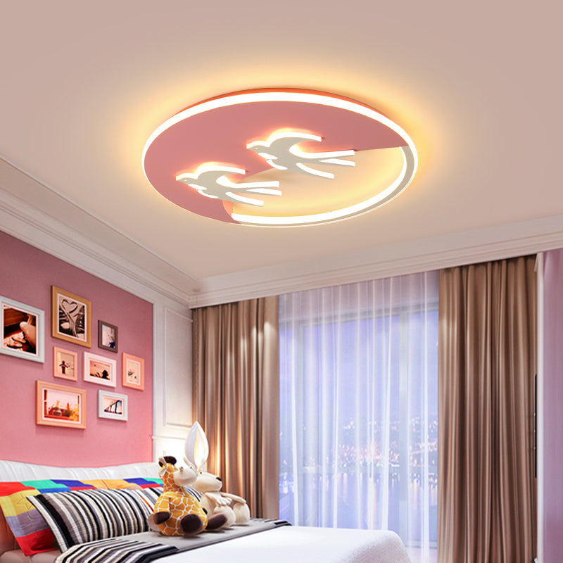 Animal 2-Bird Flush Mount Light Acrylic Energy-Saving LED Ceiling Lamp for Boys Girls Bedroom Clearhalo 'Ceiling Lights' 'Close To Ceiling Lights' 'Close to ceiling' 'Flush mount' Lighting' 195764