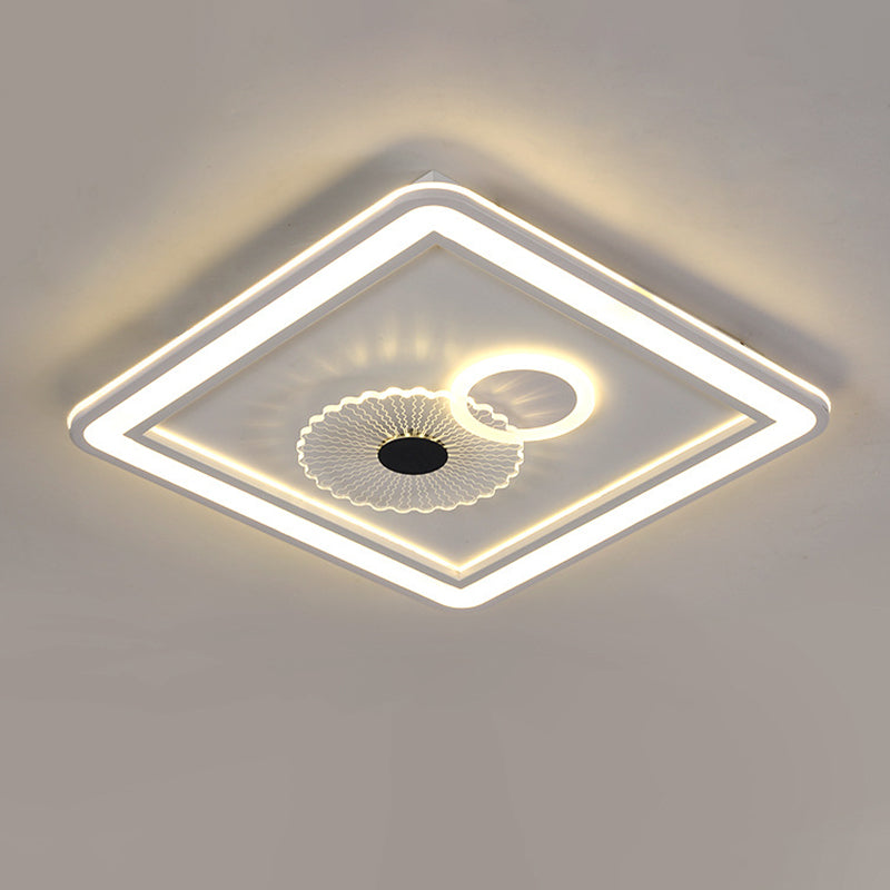 Acrylic Squared Ceiling Flush Modernism LED Flushmount Lighting in White for Bedroom Clearhalo 'Ceiling Lights' 'Close To Ceiling Lights' 'Close to ceiling' 'Flush mount' Lighting' 1957859