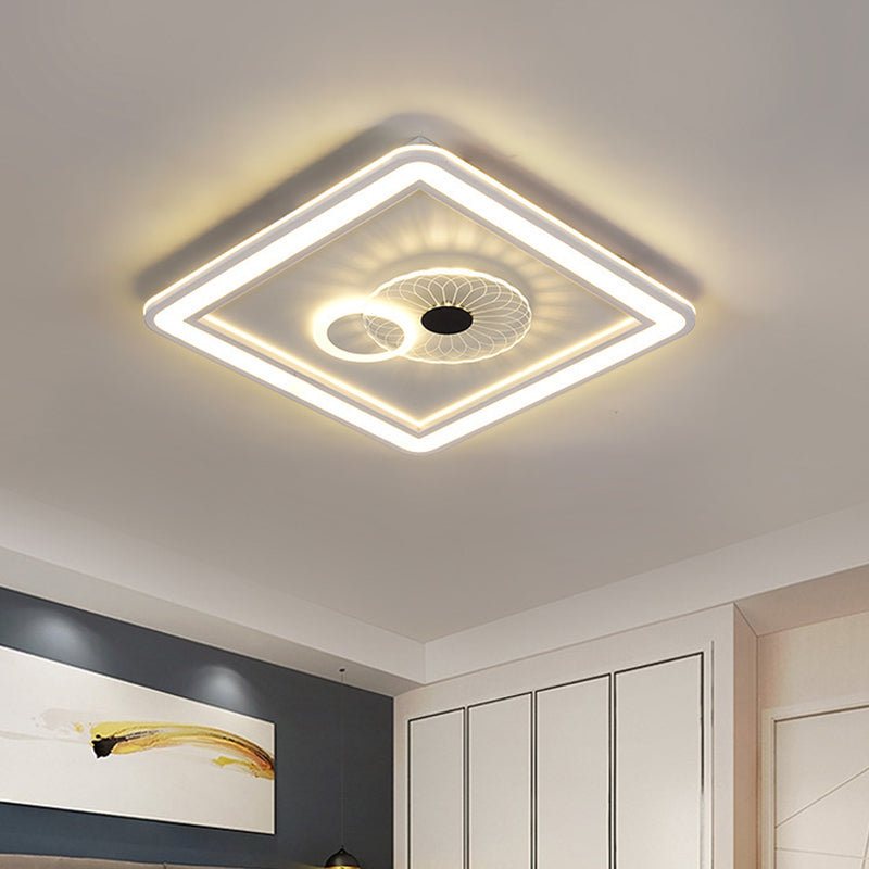 Acrylic Squared Ceiling Flush Modernism LED Flushmount Lighting in White for Bedroom White B Clearhalo 'Ceiling Lights' 'Close To Ceiling Lights' 'Close to ceiling' 'Flush mount' Lighting' 1957861