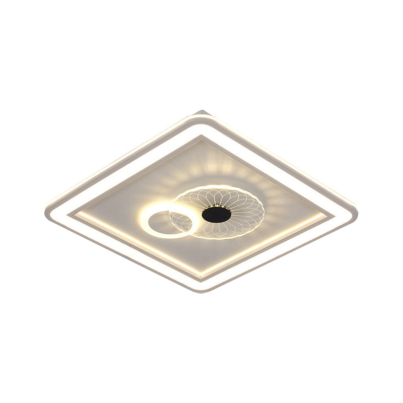 Acrylic Squared Ceiling Flush Modernism LED Flushmount Lighting in White for Bedroom Clearhalo 'Ceiling Lights' 'Close To Ceiling Lights' 'Close to ceiling' 'Flush mount' Lighting' 1957862