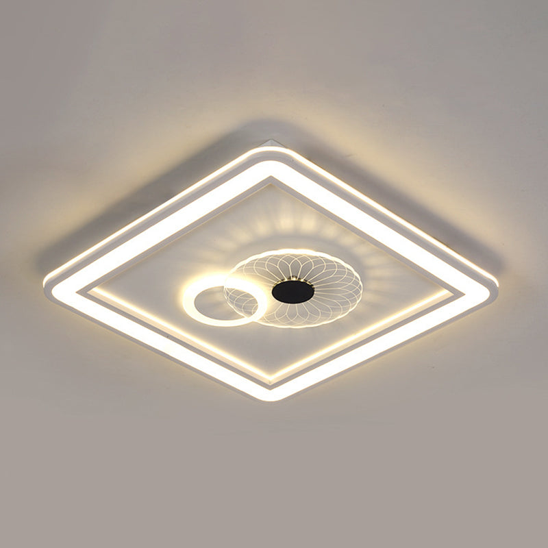 Acrylic Squared Ceiling Flush Modernism LED Flushmount Lighting in White for Bedroom Clearhalo 'Ceiling Lights' 'Close To Ceiling Lights' 'Close to ceiling' 'Flush mount' Lighting' 1957864