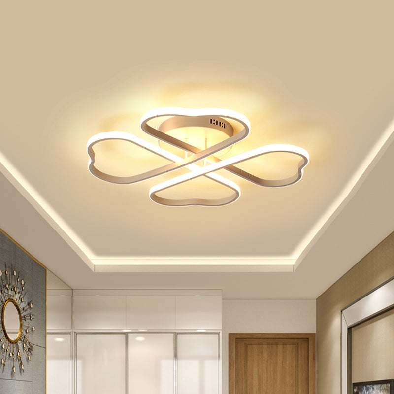 Heart Shape Acrylic Flush Mount Fixture Minimalism 18"/23"/28" W LED White Ceiling Lighting in Warm/White/3 Color Light White Clearhalo 'Ceiling Lights' 'Close To Ceiling Lights' 'Close to ceiling' 'Flush mount' Lighting' 1957866