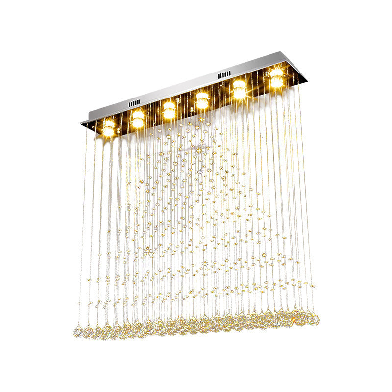 Crystal Ball Cascade Flush Ceiling Light Contemporary 6 Lights Flush Mount Lighting in Nickel Clearhalo 'Ceiling Lights' 'Close To Ceiling Lights' 'Close to ceiling' 'Flush mount' Lighting' 1957884