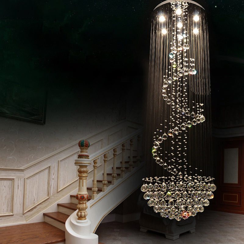 Modernism Spiral Crystal Ceiling Lamp 7 Lights Flush Mount Light Fixture for Living Room Clearhalo 'Ceiling Lights' 'Close To Ceiling Lights' 'Close to ceiling' 'Flush mount' Lighting' 1957893