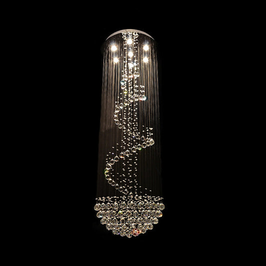 Modernism Spiral Crystal Ceiling Lamp 7 Lights Flush Mount Light Fixture for Living Room Clearhalo 'Ceiling Lights' 'Close To Ceiling Lights' 'Close to ceiling' 'Flush mount' Lighting' 1957894
