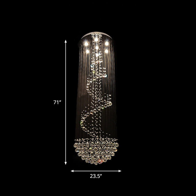 Modernism Spiral Crystal Ceiling Lamp 7 Lights Flush Mount Light Fixture for Living Room Clearhalo 'Ceiling Lights' 'Close To Ceiling Lights' 'Close to ceiling' 'Flush mount' Lighting' 1957895